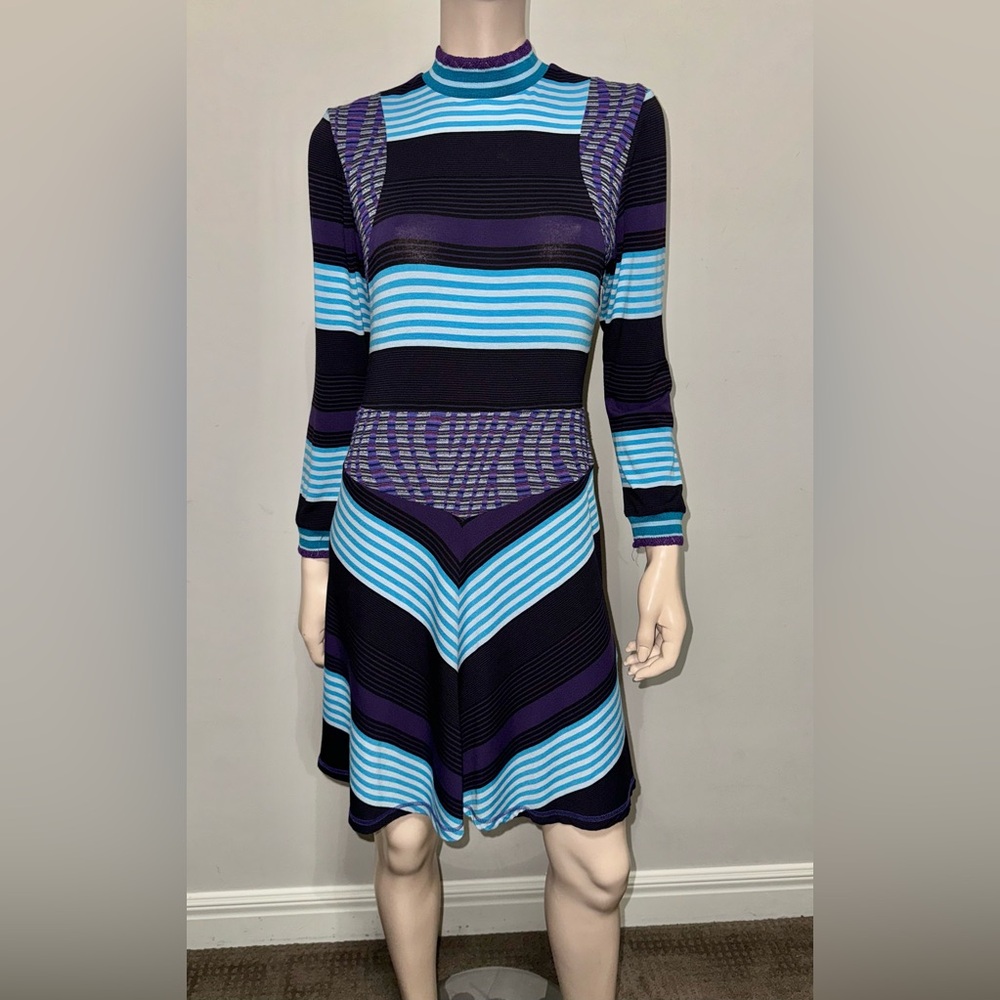Anna Sui Mod Stripe Turtleneck Dress M